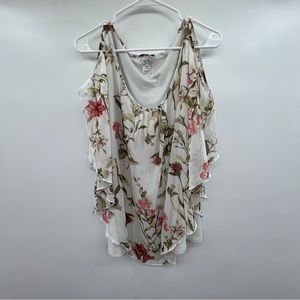 Naïf white with floral print blouse. Ladies 2X.